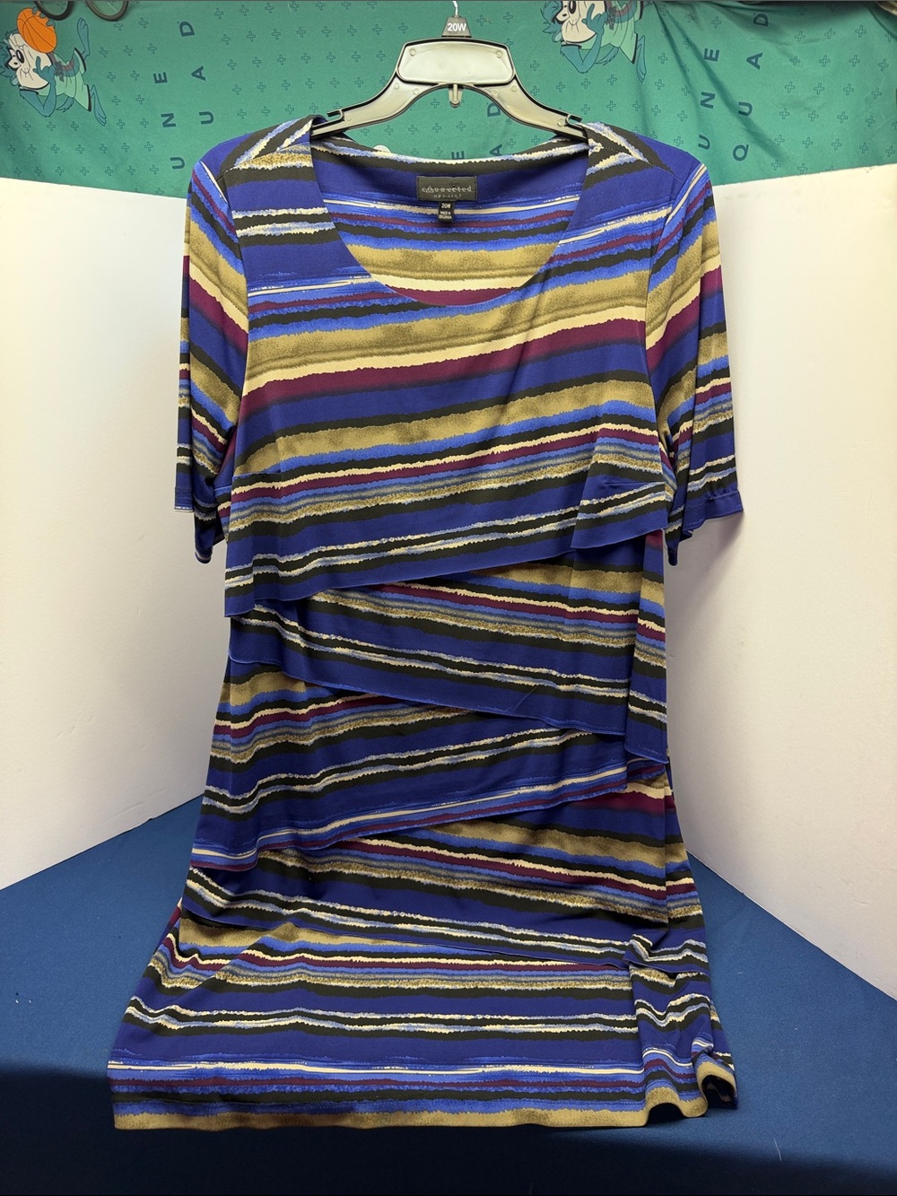 connected apparel Purple, Blue, Gold & Black Striped Layered Top
